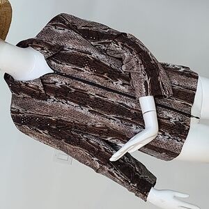 Joseph Ribkoff Suble Sequin Like Shimmer Zip Up Snakeskin Print Jacket Size 18